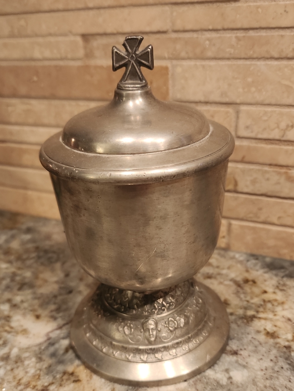 Pewter Metal Ornamental Dish Old German
